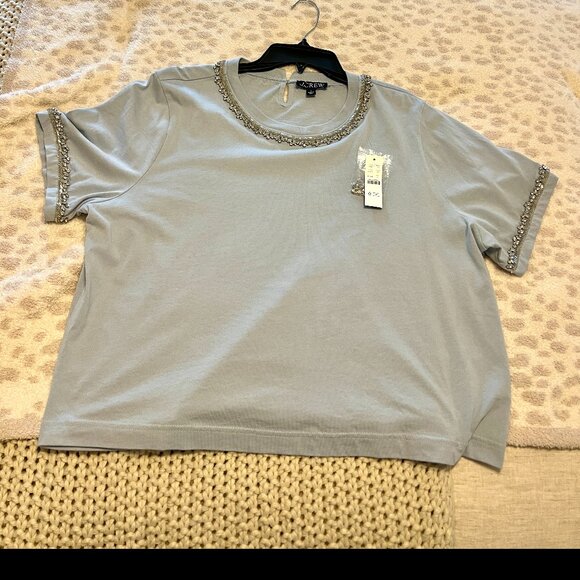 J CREW Heavy jersey T-shirt with rhinestones SIZE L WOMEN'S - Picture 5 of 15